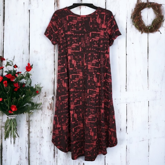 LulaRoe Carly Back and Red Abstract Print Swing Dress Size XXS - Picture 8 of 14